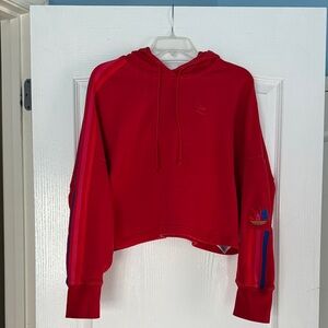 Adidas Women's Red Cropped Hoodie